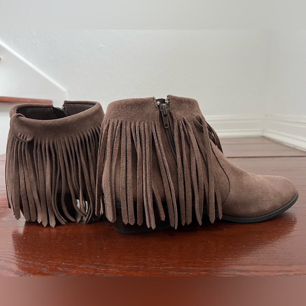 Steve Madden Suede Leather Fringe Patzee Ankle Boot | brown | 10M - Picture 5 of 13